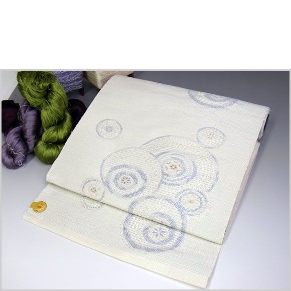 【織りたて納品】名古屋帯 西陣織 正絹 雪の結晶 クリスタル カジュアルデザイン【辻梅機業店】